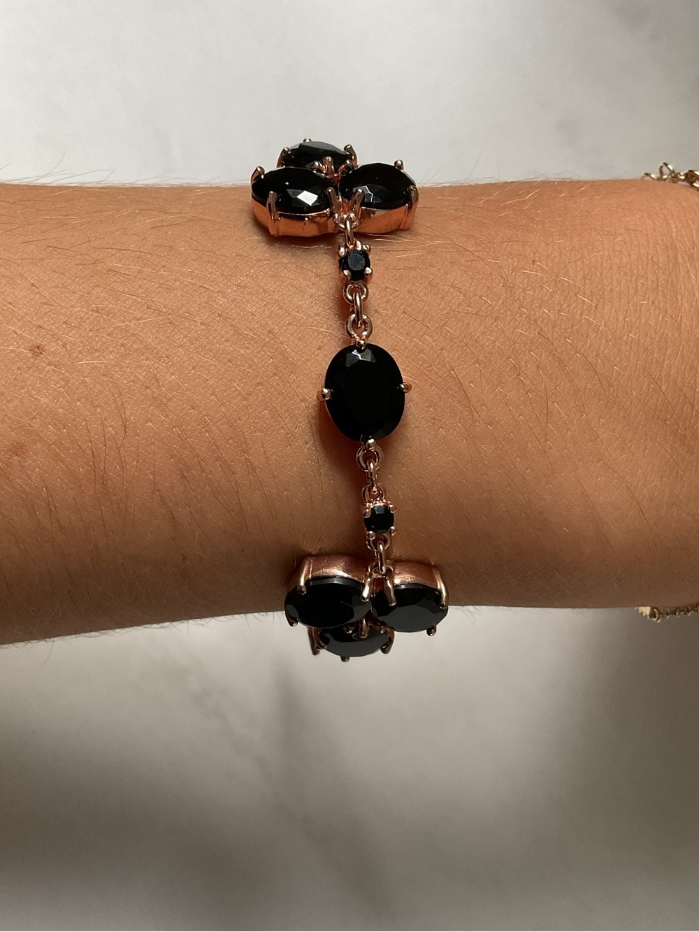 J. Crew Black Jeweled Rose Gold Bracelet